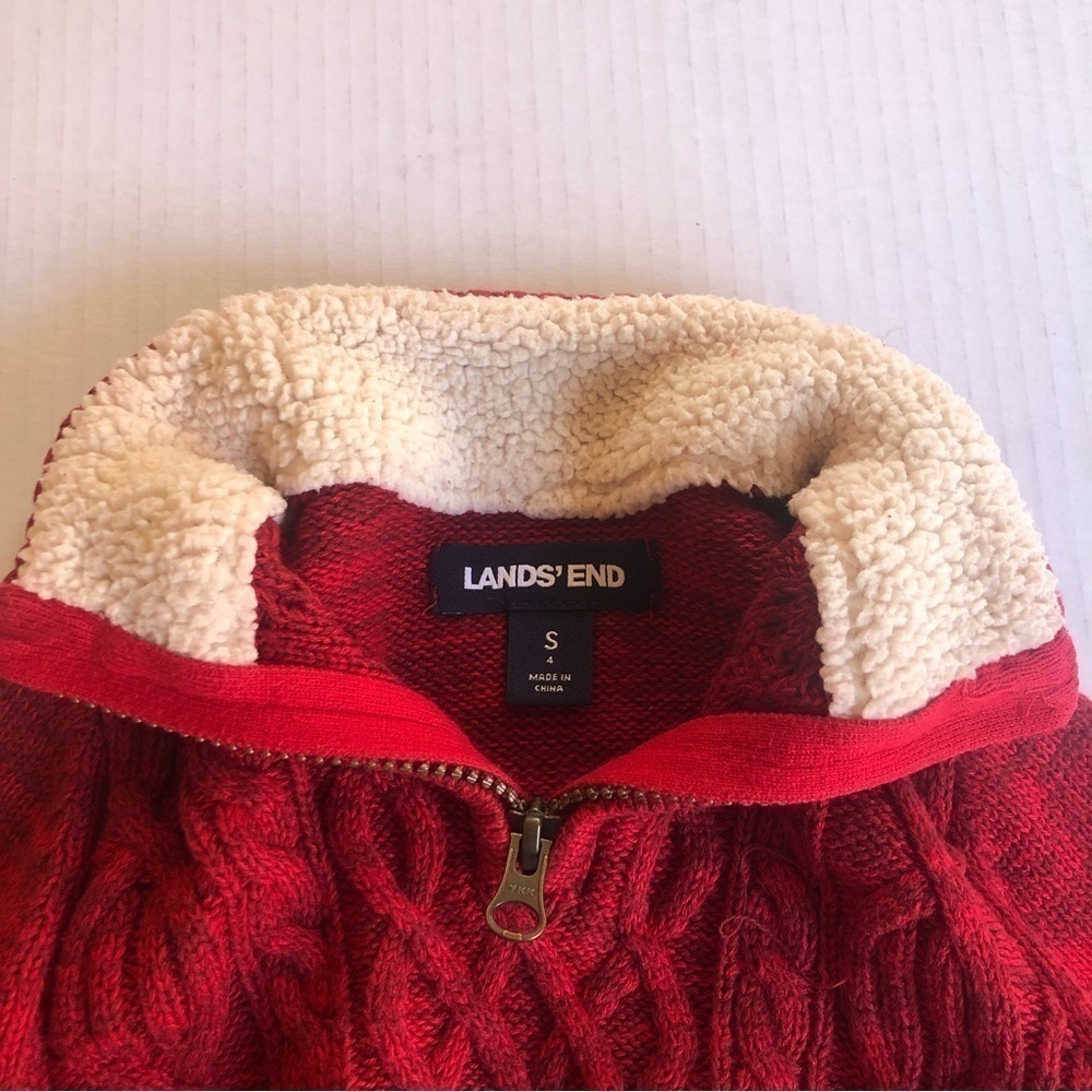 Lands' End Boys Cable Zipper Mock Neck Sweater Size S - Picture 5 of 10
